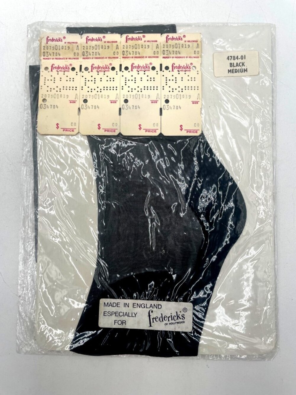 Fredericks Of Hollywood Black Medium Sheer Nylon Stockings Made In England